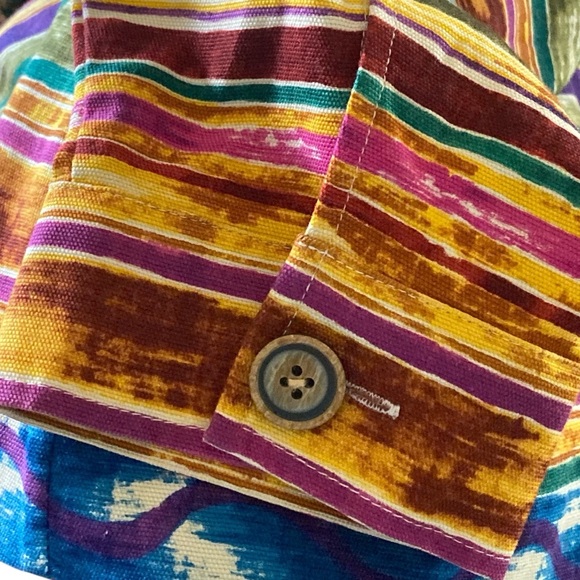 Coldwater Creek Multicolor Striped Cotton Jacket Boho Abstract Size 2X NWOT - Picture 10 of 15